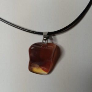 Tigers eye,carnelian and quartz crystal necklace